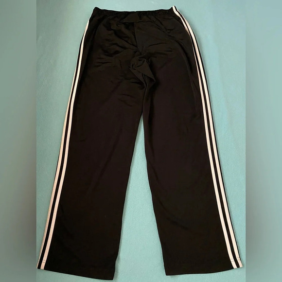 ADIDAS Tricot black silver elastic waistband 2 front pockets stretchy size XLT - Picture 3 of 11